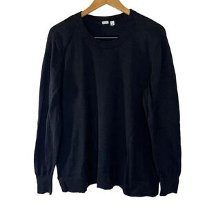 GAP Knit Pullover Black Top XL Neutral Plain Basic Long Sleeve 100% Cotton